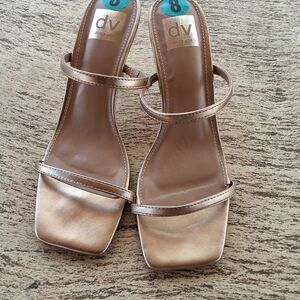 Dolce Vita DV Metallic Strappy Heels Bronze Square